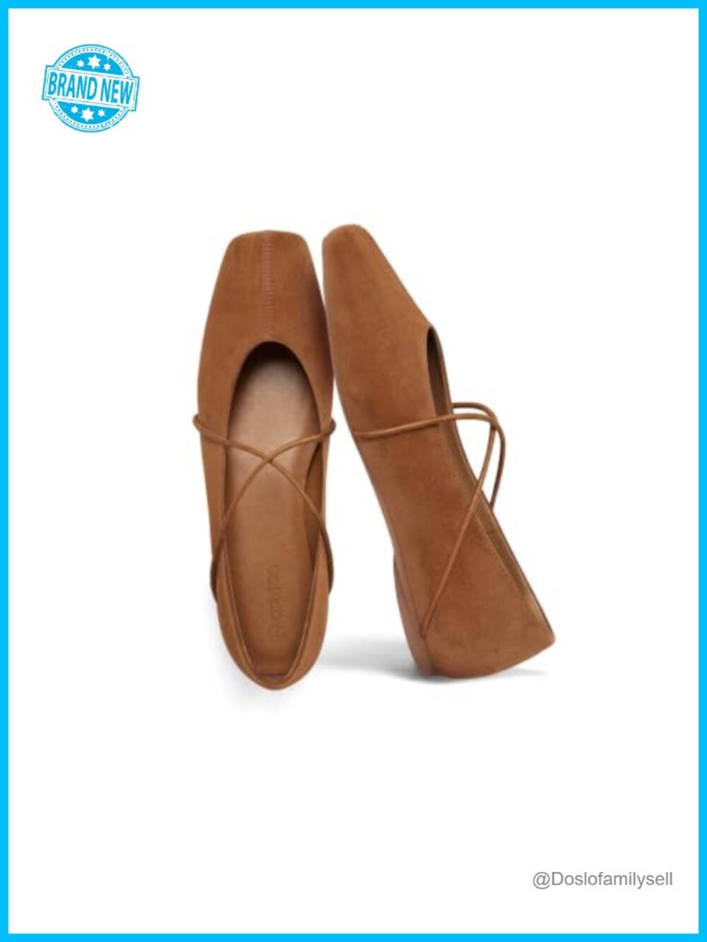 Faux Suede Square Toe Ballet Flats Crisscross Strap Slip On Mary Jane Work